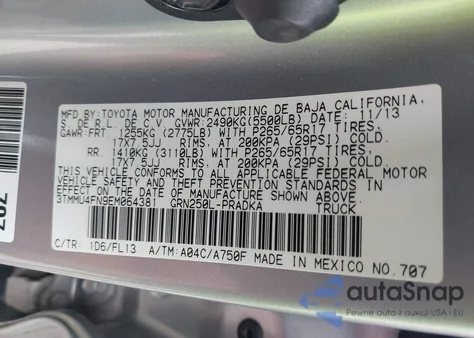 2014 Toyota Tacoma Base V6 z USA, uszkodzony, nr VIN 3TMMU4FN9EM064381